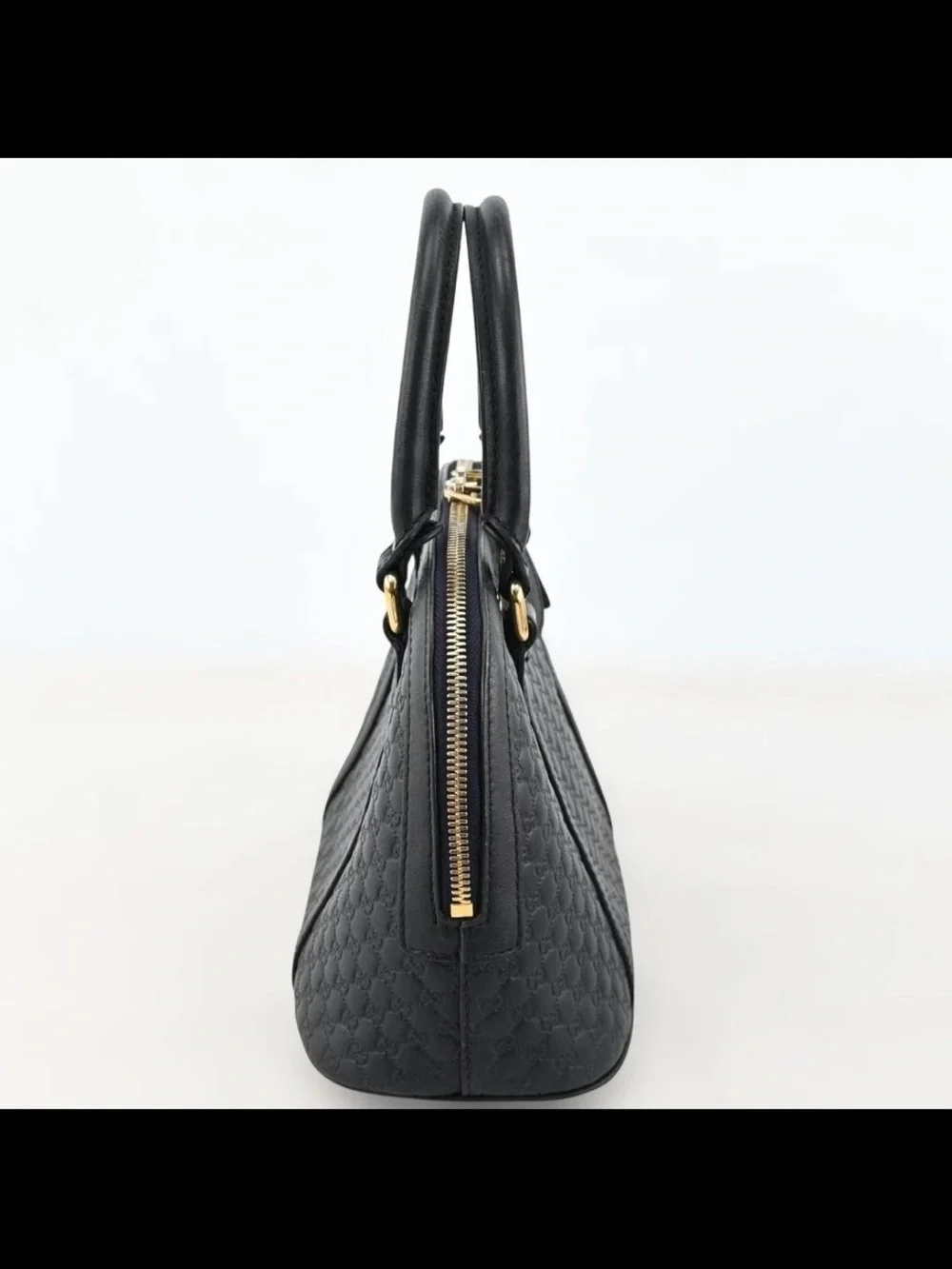 Gucci Black Leather Top-Handle Dome Bag